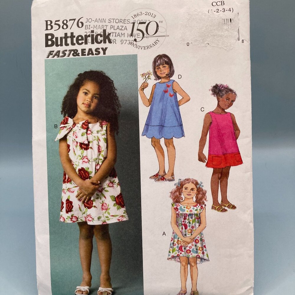 Butterick  Uncut Pattern  #B5876  Size CCB (1-2-3-4)  Easy  Girls Summer Dresses
